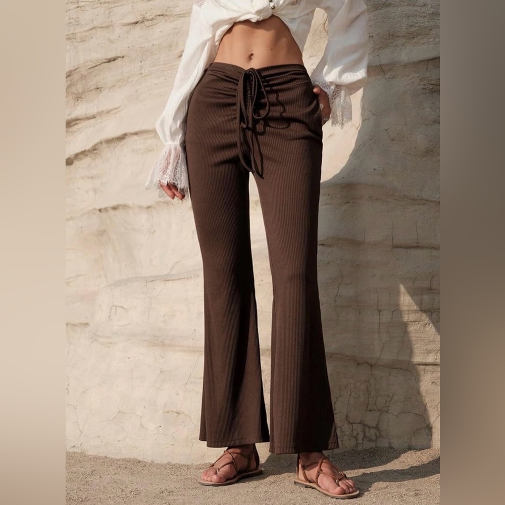 Brown (NON RIBBED) Scrunch Front Pants